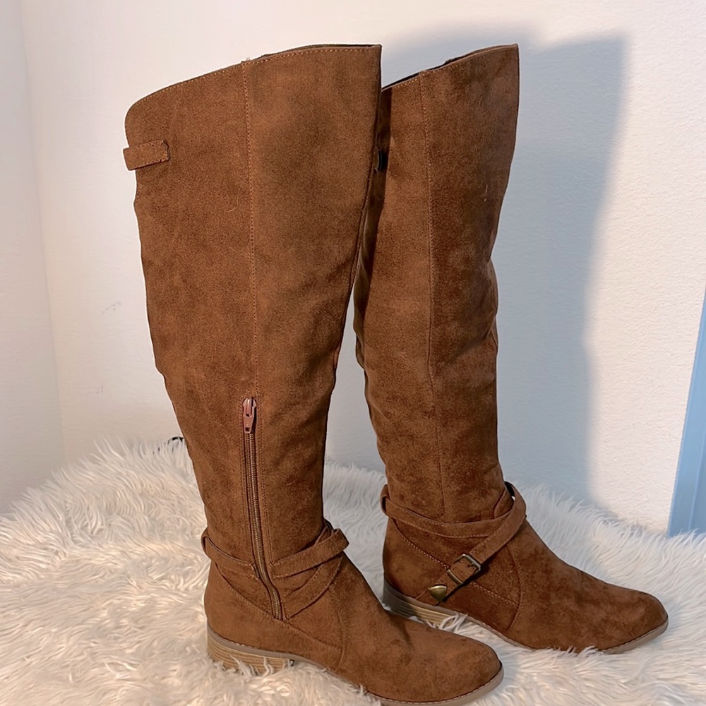 Target over the knee imitation suede boot